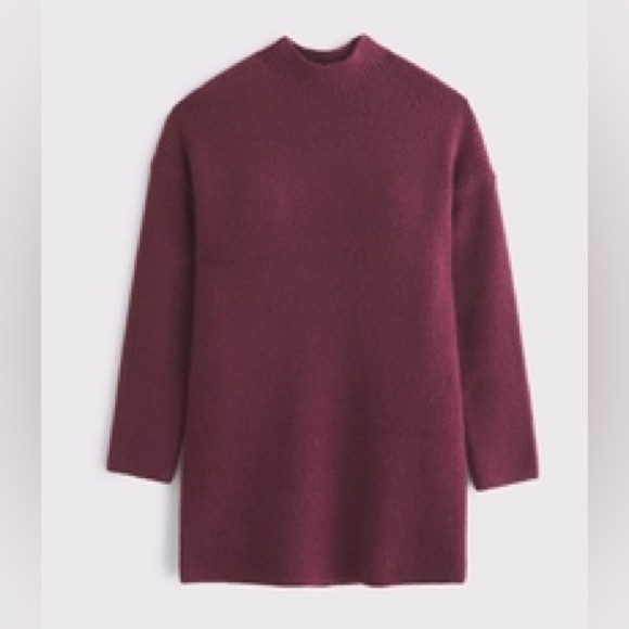 Abercrombie & Fitch Sweaters - NWT Abercrombie Easy Mockneck Mini Sweater Dress Deep Wine Sz M Tall
